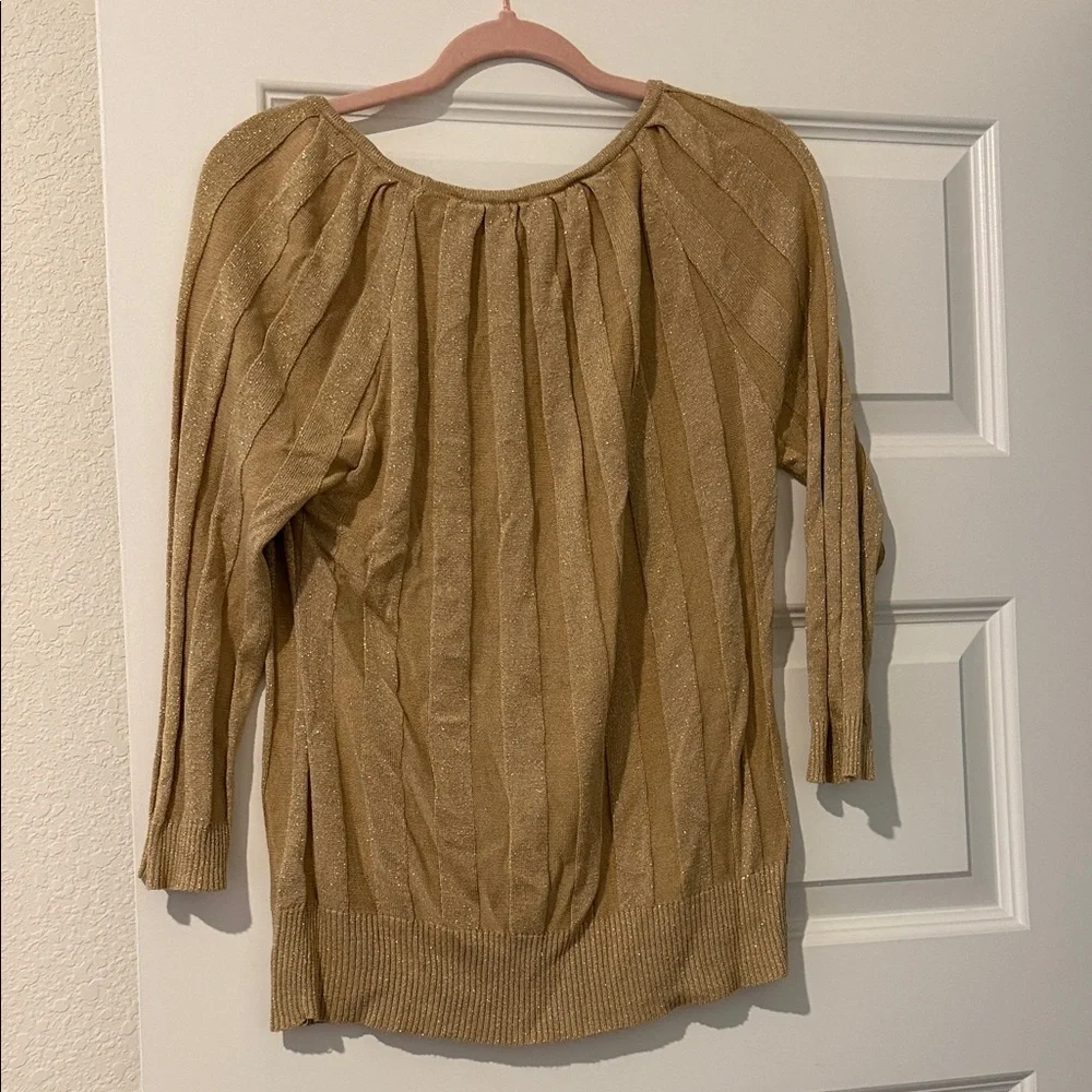 Joseph Metallic Gold Ribbed Blouse - Picture 4 of 4